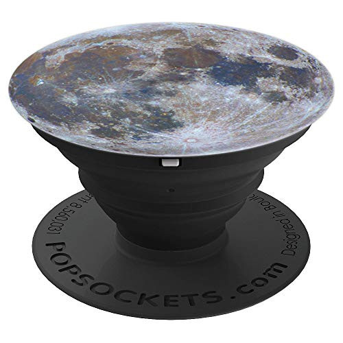 Silver Full Moon Star Solar System Eclipse Grey Gray PopSockets Grip and Stand for Phones and Tablets