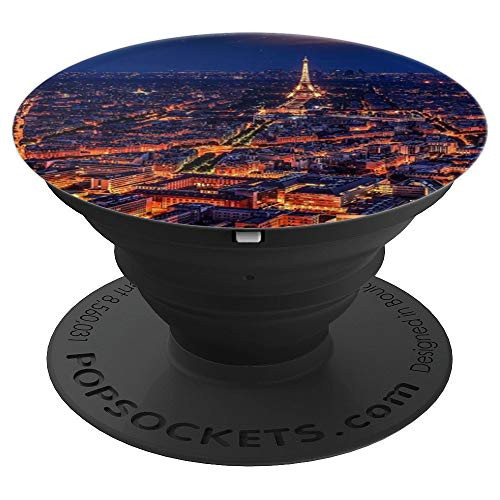 Paris France City of Light Skyline  Eiffel Tower at Night PopSockets Grip and Stand for Phones and Tablets