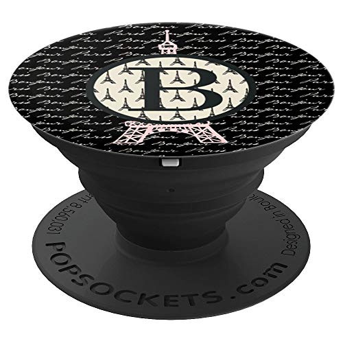 Paris France Pink Eiffel Tower Monogram B Letter Gift PopSockets Grip and Stand for Phones and Tablets