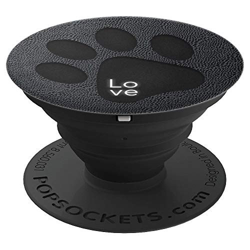 Dog Cat Paw Print Cute Black and White Love Puppy Gift PopSockets Grip and Stand for Phones and Tablets