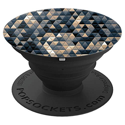 Abstract Geometric Triangles Print Pattern Black Phone Stand PopSockets Grip and Stand for Phones and Tablets