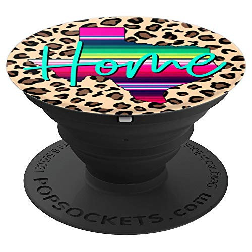 Texas Home Serape Leopard Print Rustic Glam Turquoise Pink PopSockets Grip and Stand for Phones and Tablets