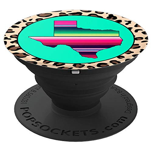 Texas Leopard Print Mexican Blanket Serape Turquoise Pink PopSockets Grip and Stand for Phones and Tablets