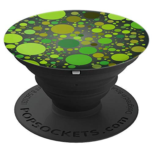 Mix Of Green Circles On Plain Matte Midnight Green 11 Pro PopSockets Grip and Stand for Phones and Tablets