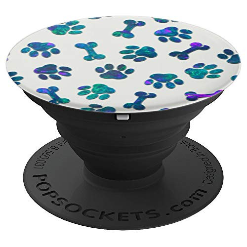 Teal Blue Purple Dog Paw Print train tracks On Silver White PopSockets Grip and Stand for Phones and Tablets Teal Blue Purple Dog Paw Print train tracks On Silver White PopSockets Grip and Stand for Phones and Tablets