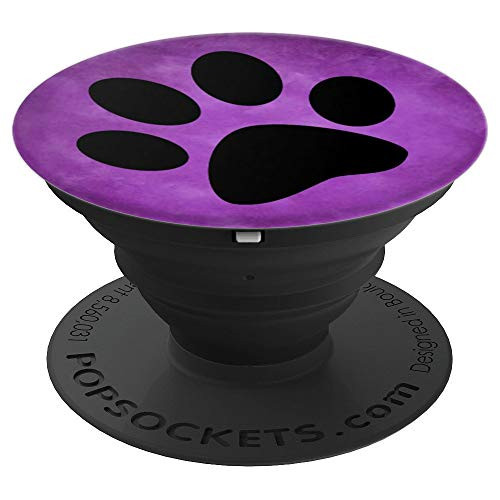 Black Dog Paw Print On Vintage Purple PopSockets Grip and Stand for Phones and Tablets Black Dog Paw Print On Vintage Purple PopSockets Grip and Stand for Phones and Tablets