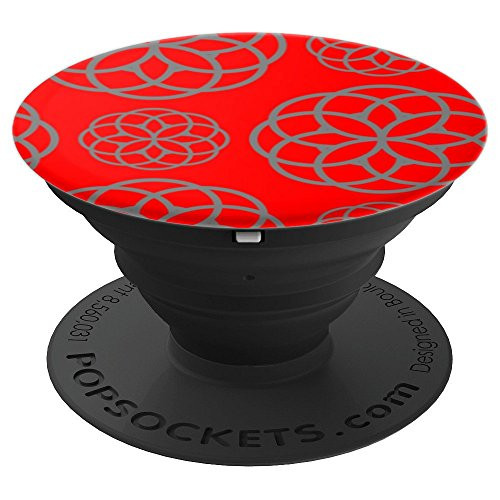 Geometric Circles Pattern Red Silver PopSockets Grip and Stand for Phones and Tablets