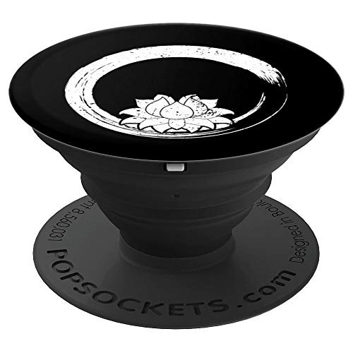 Zen Circle White Lotus Flower PopSockets Grip and Stand for Phones and Tablets