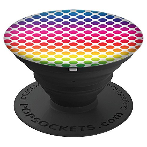 Rainbow Polka Dot Multi Color Dots Circles Geometric Pattern PopSockets Grip and Stand for Phones and Tablets