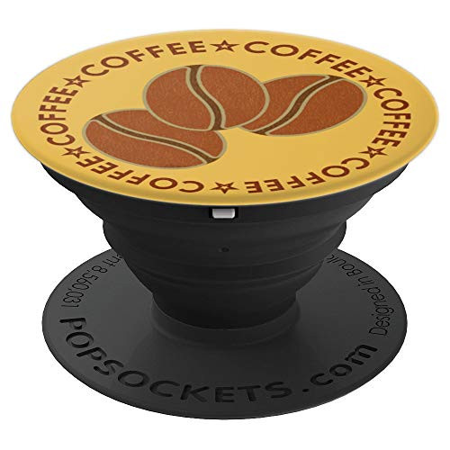 Coffee Lover Gift Circle of Beans Distressed Style Graphic PopSockets Grip and Stand for Phones and Tablets