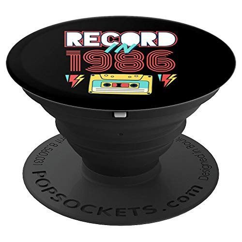 Gift 34 Year Old Vintage Cassette Tape 1986 34th Birthday PopSockets Grip and Stand for Phones and Tablets
