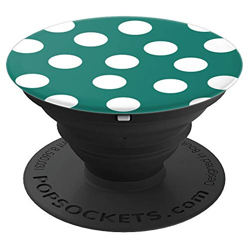 Classic Turquoise and White Polka Dots PopSockets Grip and Stand for Phones and Tablets