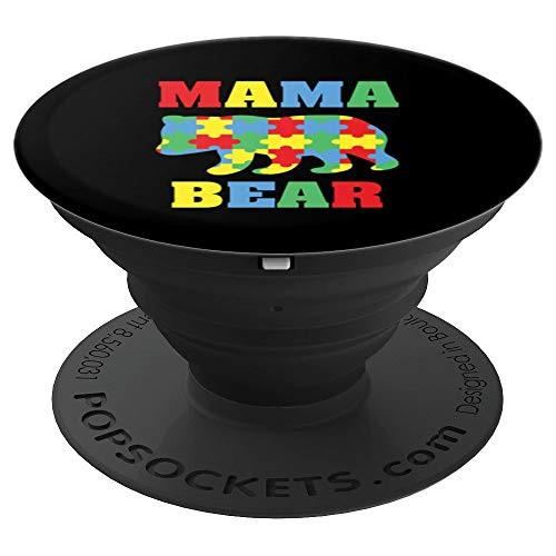 Autism Awareness Mama Bear Puzzle Pieces PopSockets Grip and Stand for Phones and Tablets Autism Awareness Mama Bear Puzzle Pieces PopSockets Grip and Stand for Phones and Tablets