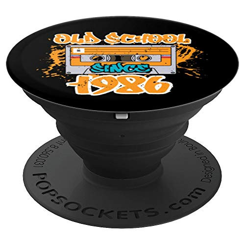 Old School Since 1986 34th Birthday Gifts Cool Cassette Tape PopSockets Grip and Stand for Phones and Tablets