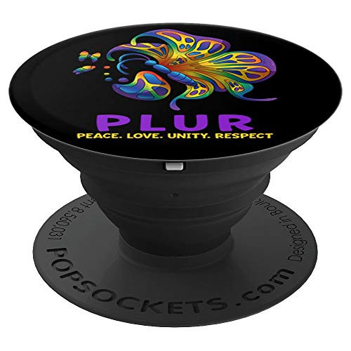 Peace Sign Butterfly PLUR for Groovy Hippie Music Festival PopSockets Grip and Stand for Phones and Tablets