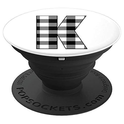 K initial monogram black white buffalo plaid check letter PopSockets Grip and Stand for Phones and Tablets K initial monogram black white buffalo plaid check letter PopSockets Grip and Stand for Phones and Tablets