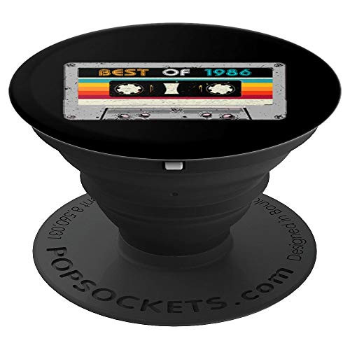 Best of 1986 34th Birthday Gift Vintage Cassette Tape PopSockets Grip and Stand for Phones and Tablets