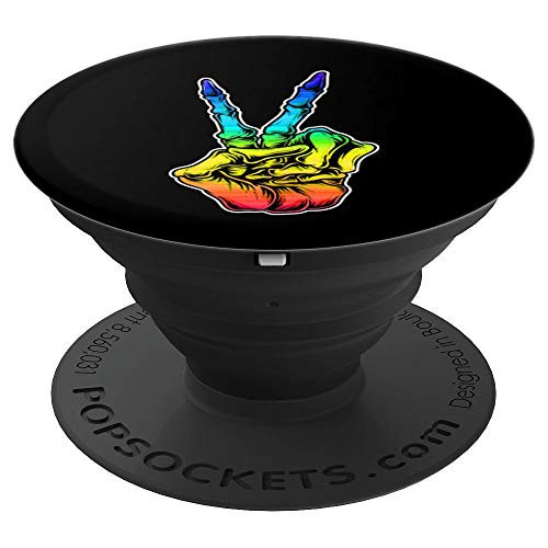 Peace sign hand rainbow flag PopSockets Grip and Stand for Phones and Tablets