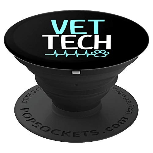 Vet tech veterinary technician shirt gift paw print ekg PopSockets Grip and Stand for Phones and Tablets