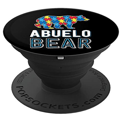 Abuelo Bear World Autism Awareness Day Family Puzzle Piece PopSockets Grip and Stand for Phones and Tablets