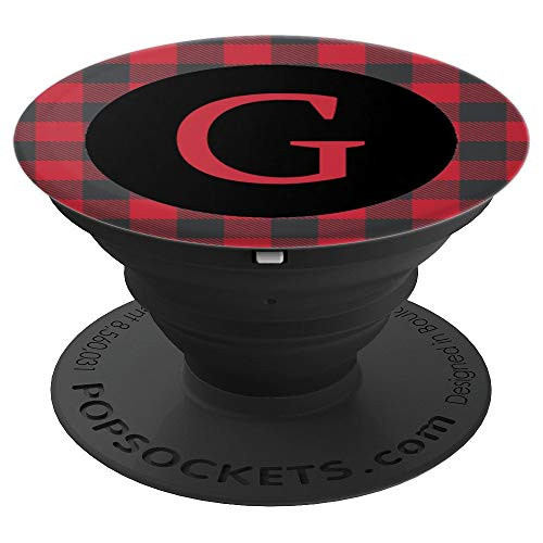 Plaid Letter G Monogram Initial Buffalo Check Red Black PopSockets Grip and Stand for Phones and Tablets Plaid Letter G Monogram Initial Buffalo Check Red Black PopSockets Grip and Stand for Phones and Tablets