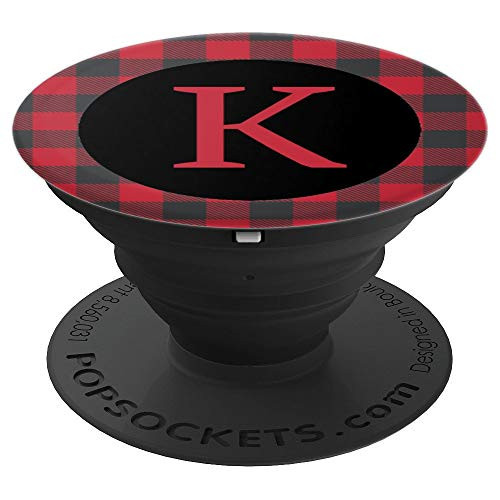 Plaid Letter K Monogram Initial Buffalo Check Red Black PopSockets Grip and Stand for Phones and Tablets Plaid Letter K Monogram Initial Buffalo Check Red Black PopSockets Grip and Stand for Phones and Tablets