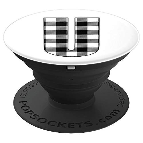 U initial monogram black white buffalo plaid check letter PopSockets Grip and Stand for Phones and Tablets U initial monogram black white buffalo plaid check letter PopSockets Grip and Stand for Phones and Tablets