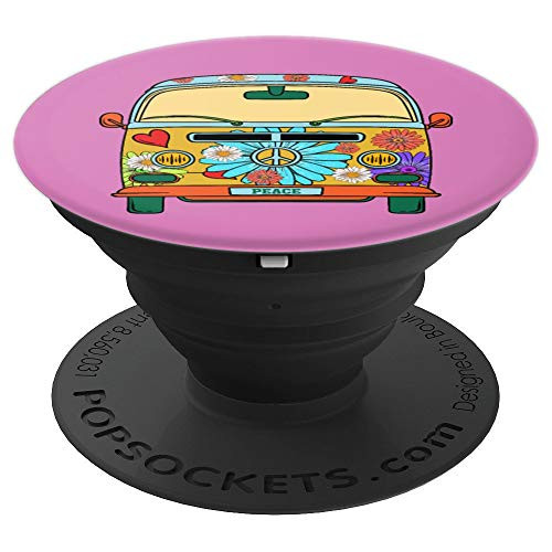 Vintage Hippie Van Flower Bus Peace Sign 60s 70S Cute Van PopSockets Grip and Stand for Phones and Tablets