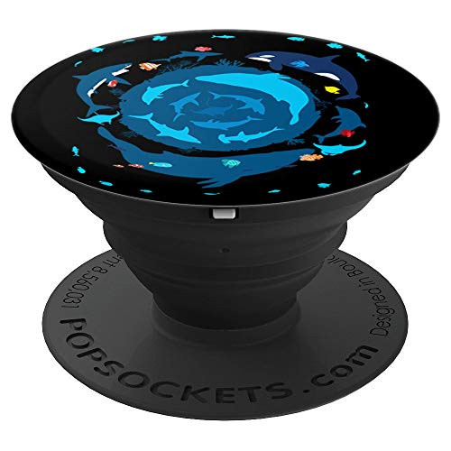 Ocean summer circle blue whale great shark white PopSockets Grip and Stand for Phones and Tablets Ocean summer circle blue whale great shark white PopSockets Grip and Stand for Phones and Tablets