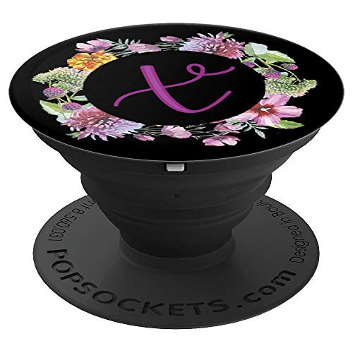 Monogram Flower Circle Purple Letter X PopSockets Grip and Stand for Phones and Tablets
