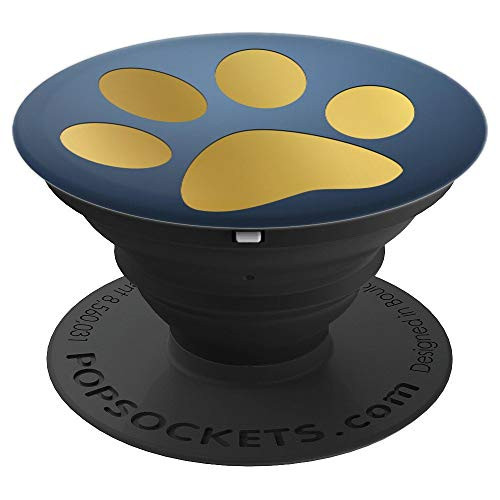 Golden Dog Cat Paw Print On Navy Blue PopSockets Grip and Stand for Phones and Tablets Golden Dog Cat Paw Print On Navy Blue PopSockets Grip and Stand for Phones and Tablets