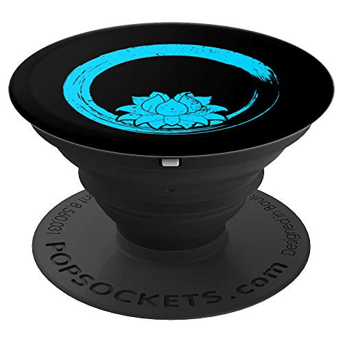 Zen Circle Blue Lotus Flower PopSockets Grip and Stand for Phones and Tablets