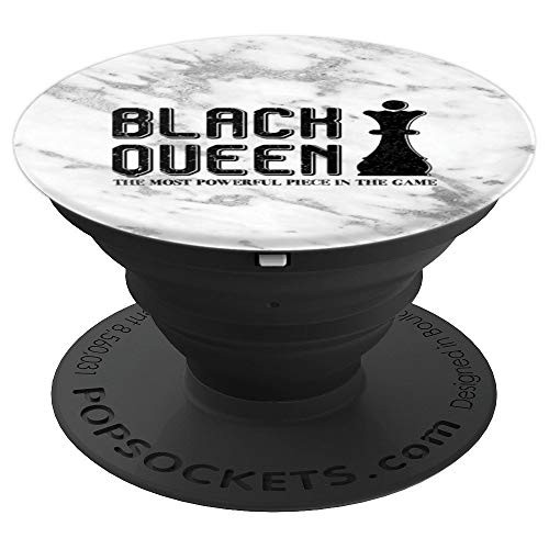 Grey Black Queen The Most Powerful Piece in the Game Chess PopSockets Grip and Stand for Phones and Tablets