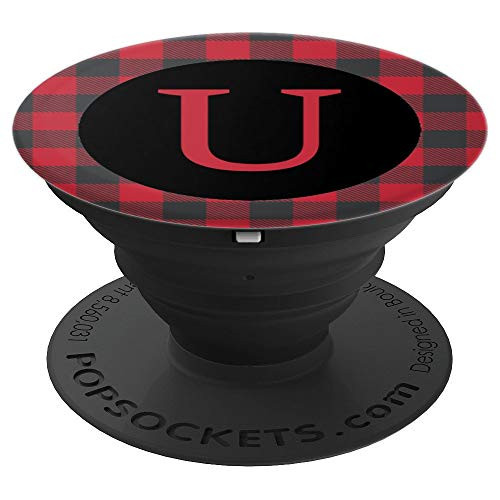 Plaid Letter U Monogram Initial Buffalo Check Red Black PopSockets Grip and Stand for Phones and Tablets Plaid Letter U Monogram Initial Buffalo Check Red Black PopSockets Grip and Stand for Phones and Tablets