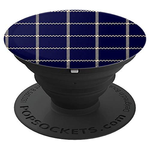 Blue and Tan Checker Buffalo Check Pattern PopSockets Grip and Stand for Phones and Tablets