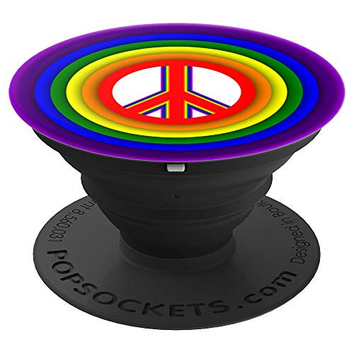 Hippie peace sign rainbow peace love tie die hippy style PopSockets Grip and Stand for Phones and Tablets