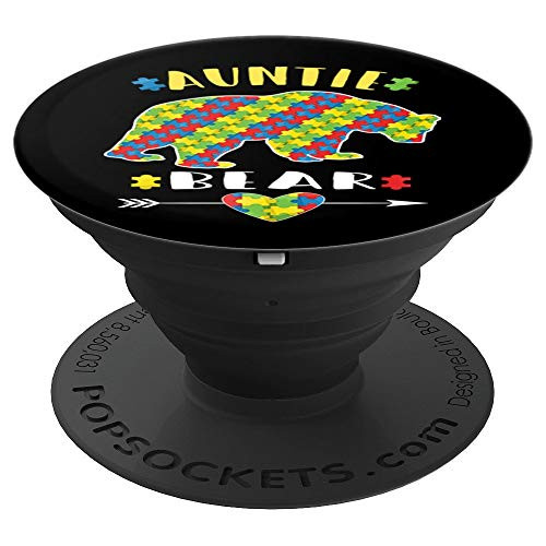 Autism Aunt Products Autism Auntie Bear Puzzle Piece PopSockets Grip and Stand for Phones and Tablets Autism Aunt Products Autism Auntie Bear Puzzle Piece PopSockets Grip and Stand for Phones and Tablets