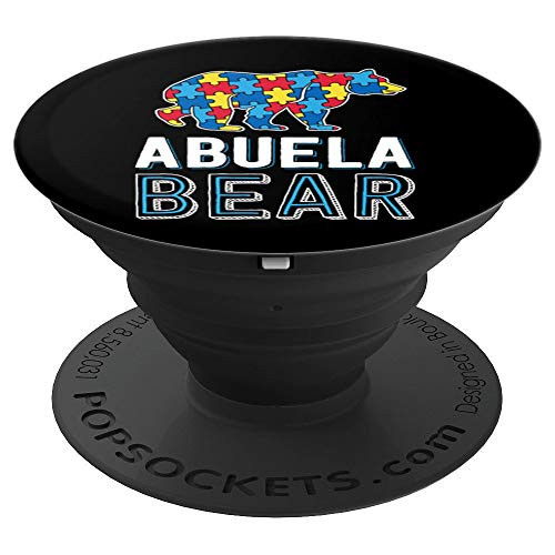 Abuela Bear World Autism Awareness Day Family Puzzle Piece PopSockets Grip and Stand for Phones and Tablets