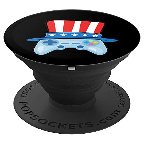 Game Controller Uncle Sam Hat 4th Of July Video Gamer Gift PopSockets Grip and Stand for Phones and Tablets
