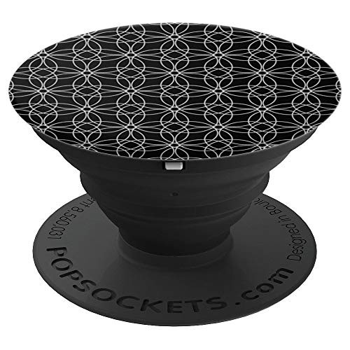 Black Circle Loops Design PopSocket PopSockets Grip and Stand for Phones and Tablets