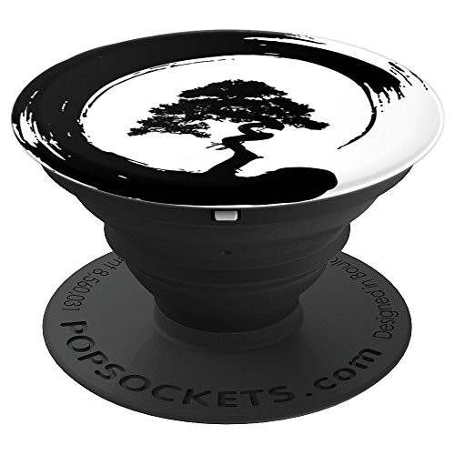 Bonsai Tree Enso Circle  Buddhist Zen Calligraphy PopSockets Grip and Stand for Phones and Tablets