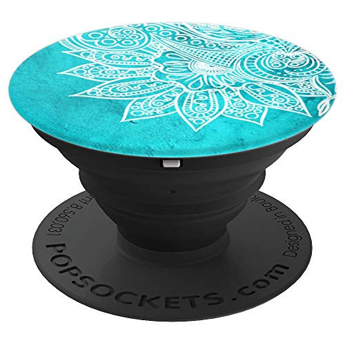 Cute Mandala Flower On A Turquoise Wall PopSockets Grip and Stand for Phones and Tablets