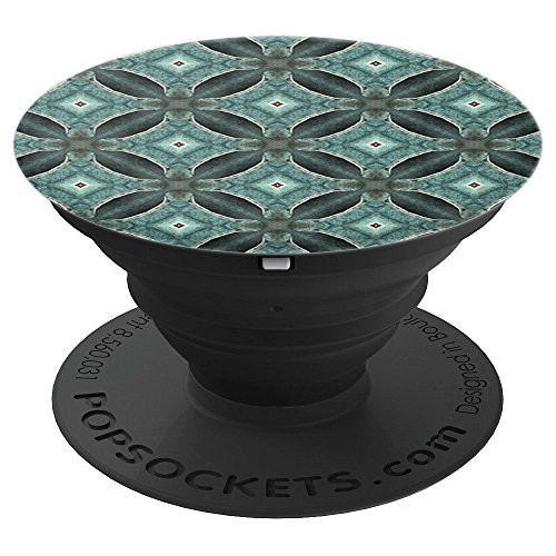 Kaleidoscope Pattern Mandala Green Circle Diamond PopSockets Grip and Stand for Phones and Tablets