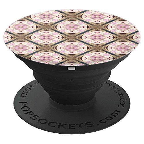 Kaleidoscope Pattern Mandala Diamond Circle Pink Ivory Sand PopSockets Grip and Stand for Phones and Tablets