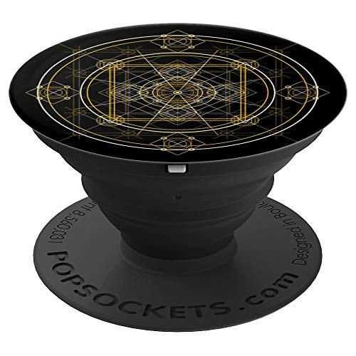 Golden lines in sacred geometry and alchemy mandala circle PopSockets Grip and Stand for Phones and Tablets
