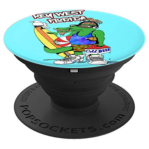 Key West Florida Surfing Hipster Alligator Souvenir PopSockets Grip and Stand for Phones and Tablets