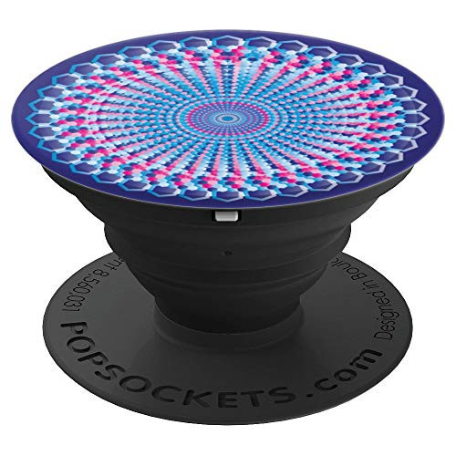 Optical Illusion Geometric Circle Spiral Blue and Pink PopSockets Grip and Stand for Phones and Tablets
