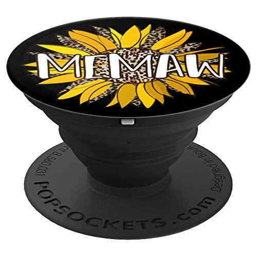 Memaw Gifts  Leopard Print Sunflower Flower Women Grandma PopSockets Grip and Stand for Phones and Tablets
