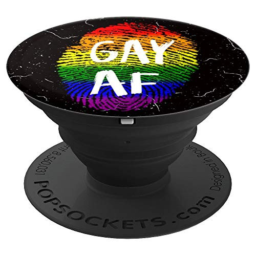 Gay Af  LGBT Gay Pride Flag Fingerprint PopSockets Grip and Stand for Phones and Tablets