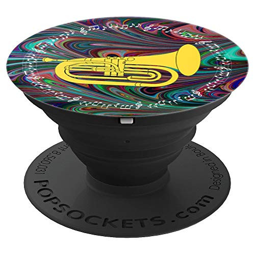 Baritone Player Gift  Music Notes in Circle  Dark Swirl PopSockets Grip and Stand for Phones and Tablets